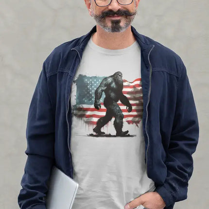 Youth American Flag Bigfoot T-Shirt - Gray