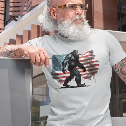 Youth American Flag Bigfoot T-Shirt - Gray